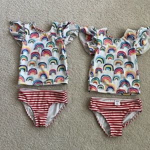 Twin girls Teo piece bathing suit tankini